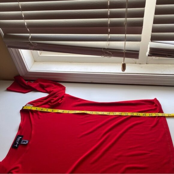 JOne Sizeeph Ribkoff Cold Shoulder Bloe Woman 16 Red Boat Neck Bling Slinky FLAW - Picture 9 of 14